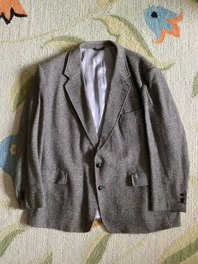 80s Brookmore Herringbone Tweed Sport Coat